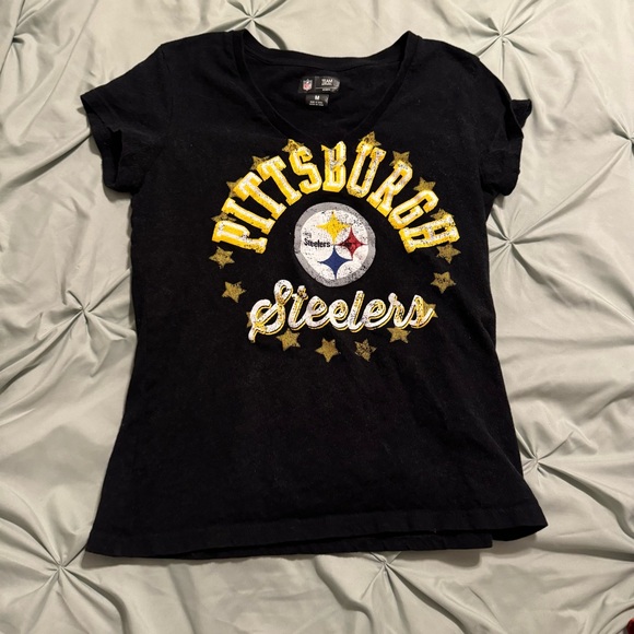 NFL Tops - NFL Women's Black and Yellow Pittsburgh Steelers Tee